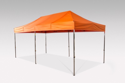 6x3m Faltpavillon der V2A-Edelstahl-Serie mit orangem Top