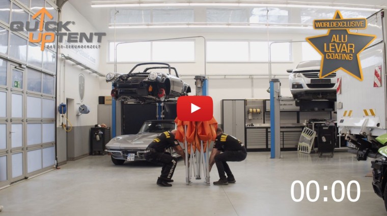 QUICKUPTENT-Aufbauweltrekord in 15 Sekunden bei Faltzelten mit hexagonal Aluminium-Rahmen